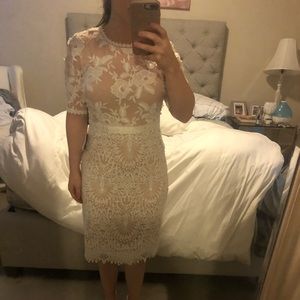 Lulus white lace dress (large)